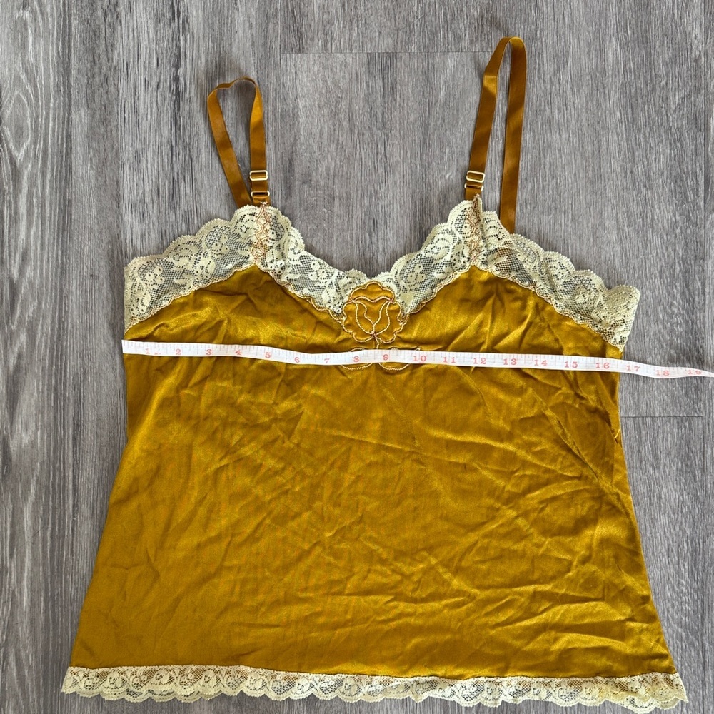 Hand Dyed Lace Trim Vintage Camisole with Flower Detail - Picture 2 of 8